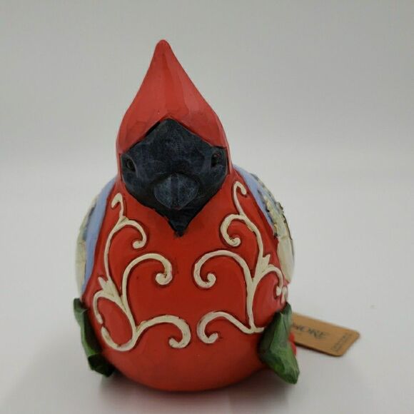 Jim Shore Cardinal Christmas Figure Winters Joy Rustic Folk Art Carved Red Bird - Picture 6 of 16